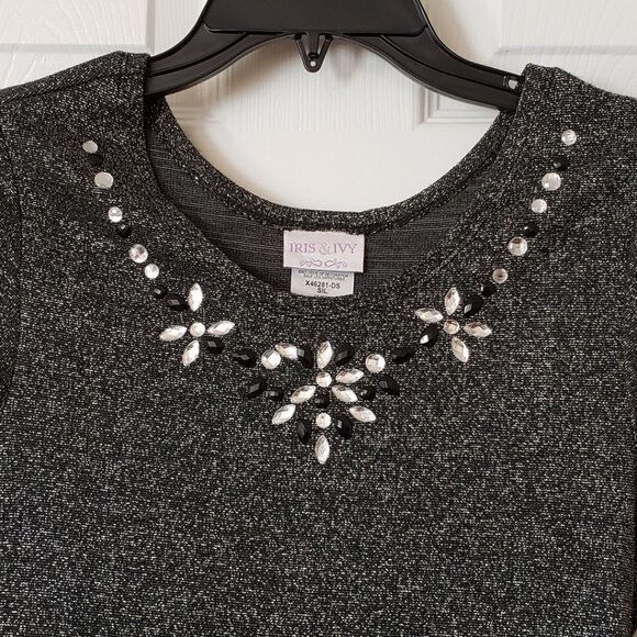 Iris & Ivy Girls Formal Party Hi-Low Dress ~ Black and Sparkly Silver ~ Sz 12/14 - Picture 4 of 5